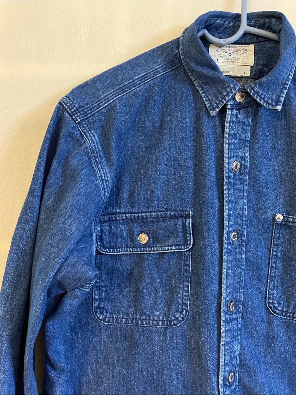 Vintage Polo Ralph Lauren 100% cotton denim button down shirt Made in USA - Picture 3 of 13